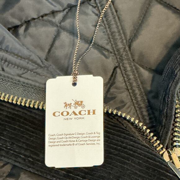 Coach Puffer Quilted Lightweight Cinched Waist Black Jacket Women's Medium NWT - Picture 11 of 16